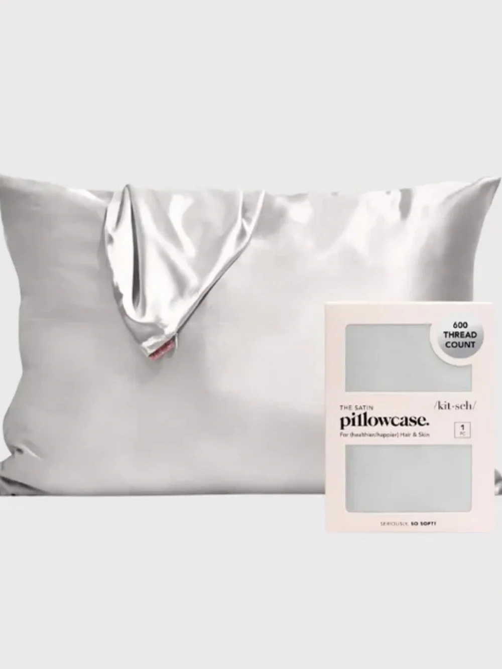 Kitsch Satin Standard Pillowcase in Silver BRAND NEW IN BOX